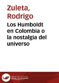 Los Humboldt en Colombia o la nostalgia del universo | Biblioteca Virtual Miguel de Cervantes