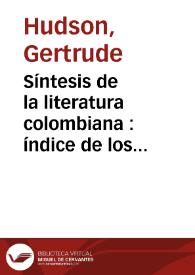 Síntesis de la literatura colombiana : índice de los autores y sus obras representativas (1566-1966) | Biblioteca Virtual Miguel de Cervantes