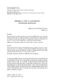 "Dezires, layes y canciones" de "Prosas profanas" / Miguel Ángel Pérez Priego | Biblioteca Virtual Miguel de Cervantes