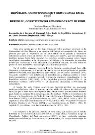 República, constituciones y democracia en el Perú  / Teodoro Hampe Martínez | Biblioteca Virtual Miguel de Cervantes