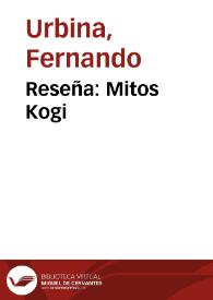 Reseña: Mitos Kogi | Biblioteca Virtual Miguel de Cervantes