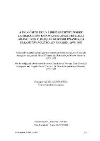 A propósito de un libro reciente sobre la Transición en Navarra. Juan-Cruz Alli Aranguren y Joaquín Gortari Unanua, "La
Transición política en Navarra, 1979-1982" / Fernando Mikelarena Peña | Biblioteca Virtual Miguel de Cervantes