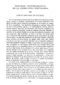 Cualidad historiográfica de la literatura portuguesa / por Carlos Eduardo de Soveral | Biblioteca Virtual Miguel de Cervantes