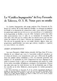 "La Católica Impugnación" de fray Fernando de Talavera, O. S. H. : Notas para su estudio / Juan Meseguer Fernández | Biblioteca Virtual Miguel de Cervantes