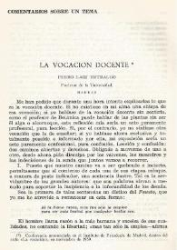 La vocación docente / Pedro Laín Entralgo | Biblioteca Virtual Miguel de Cervantes