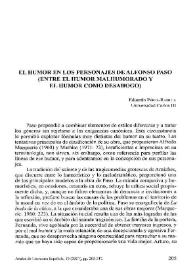 El humor en los personajes de Alfonso Paso. (Entre el humor malhumorado y el humor como desahogo) / Eduardo Pérez-Rasilla | Biblioteca Virtual Miguel de Cervantes