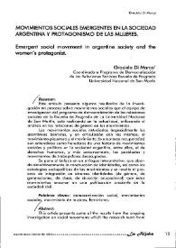 Movimientos sociales emergentes en la sociedad argentina y protagonismo de las mujeres / Graciela di Marco | Biblioteca Virtual Miguel de Cervantes