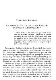 La amistad en la antigua Grecia: Platón y Aristóteles / Pedro Laín Entralgo | Biblioteca Virtual Miguel de Cervantes