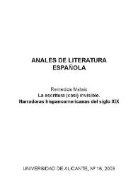 La escritura (casi) invisible. Narradoras hispanoamericanas del siglo XIX / Remedios Mataix | Biblioteca Virtual Miguel de Cervantes