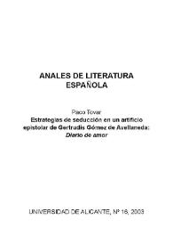 Estrategias de seducción en un artificio epistolar de Gertrudis Gómez de Avellaneda: "Diario de amor" / Paco Tovar | Biblioteca Virtual Miguel de Cervantes
