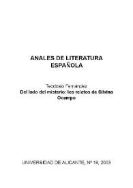 Del lado del misterio: los relatos de Silvina Ocampo / Teodosio Fernández | Biblioteca Virtual Miguel de Cervantes