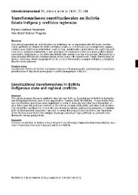 Transformaciones constitucionales en Bolivia: Estado indígena y conflictos regionales / Franco Gamboa Rocabado | Biblioteca Virtual Miguel de Cervantes