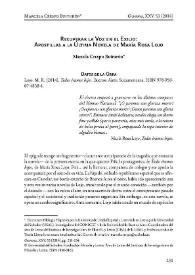 Recuperar la voz en el exilio: apostillas a la última novela de María Rosa Lojo / Marcela Crespo Buiturón | Biblioteca Virtual Miguel de Cervantes