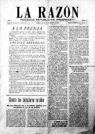 La Razón : Periódico Republicano Progresista | Biblioteca Virtual Miguel de Cervantes