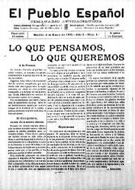 El Pueblo Español : Semanario Anticaciquista. Núm. 1, 2 de enero de 1916 | Biblioteca Virtual Miguel de Cervantes