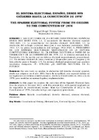 El sistema electoral español desde sus orígenes hasta la Constitución de 1978 / Miguel Ángel Presno Linera | Biblioteca Virtual Miguel de Cervantes
