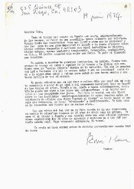 Carta de Ramón J. Sender a Camilo José Cela. California, 19 de junio de 1974 | Biblioteca Virtual Miguel de Cervantes