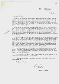Carta de Ramón J. Sender a Camilo José Cela. 2 de septiembre de 1976 | Biblioteca Virtual Miguel de Cervantes