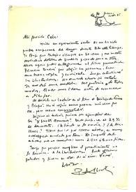 Carta de Rafael Alberti a Camilo José Cela. Roma, 16 de octubre de 1965
 | Biblioteca Virtual Miguel de Cervantes