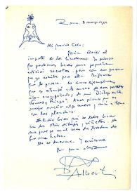 Carta de Rafael Alberti a Camilo José Cela. Roma, 3 de mayo de 1966
 | Biblioteca Virtual Miguel de Cervantes
