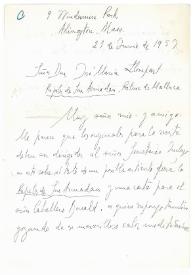 Carta de Jorge Guillén a José María Llompart. Arlington, 27 de junio de 1957 
 | Biblioteca Virtual Miguel de Cervantes