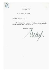 Carta de Max Aub a Camilo José Cela. México, 5 de julio de 1958 | Biblioteca Virtual Miguel de Cervantes