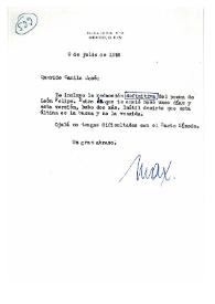 Carta de Max Aub a Camilo José Cela. México, 9 de julio de 1958 | Biblioteca Virtual Miguel de Cervantes
