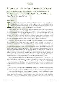 La participación en asociaciones folclóricas como fuente de competencias culturales y democráticas, valores y habilidades sociales / Paulo Adrián Rodríguez Ramos | Biblioteca Virtual Miguel de Cervantes
