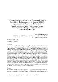 La participación española en la Conferencia para la Seguridad y la Cooperación en Europa (CSCE): aportaciones al Acta Final de Helsinki / Ana Capilla Casco | Biblioteca Virtual Miguel de Cervantes