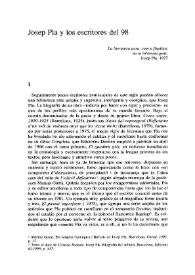 Josep Pla y los escritores del 98 / Adolfo Sotelo Vázquez | Biblioteca Virtual Miguel de Cervantes