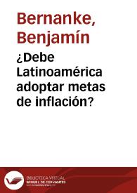 ¿Debe Latinoamérica adoptar metas de inflación? | Biblioteca Virtual Miguel de Cervantes