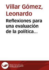 Reflexiones para una evaluación de la política monetaria | Biblioteca Virtual Miguel de Cervantes