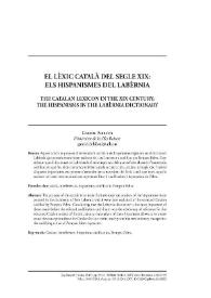 El lèxic català del segle XIX: els hispanismes del Labèrnia / Gabriel Bibiloni | Biblioteca Virtual Miguel de Cervantes
