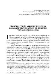 Símbolo, poesía y hermenéutica en "Batallas y quinquagenas"
de Gonzalo Fernández de Oviedo / Manuel Moreno García del Pulgar | Biblioteca Virtual Miguel de Cervantes