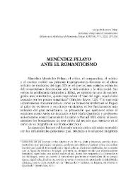 Menéndez Pelayo ante el Romanticismo / Leonardo Romero Tobar | Biblioteca Virtual Miguel de Cervantes