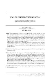 Jocs de llenguatge en escena / Joan Sellent Arús | Biblioteca Virtual Miguel de Cervantes