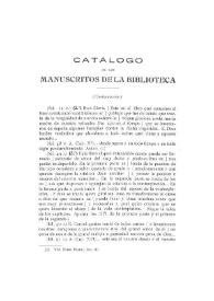 Catálogo de los manuscritos de la Biblioteca (Continuación) / Miguel Artigas y Ferrando | Biblioteca Virtual Miguel de Cervantes