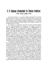 El V Congreso Internacional de Ciencias Históricas de Bruselas / Pedro Bosch Gimpera | Biblioteca Virtual Miguel de Cervantes