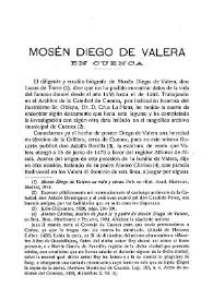 Mosén Diego de Valera en Cuenca / Ángel González Palencia | Biblioteca Virtual Miguel de Cervantes