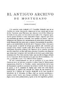El antiguo archivo de Montehano (continuación) / Fr. S. de Santibañez, O. M. C | Biblioteca Virtual Miguel de Cervantes