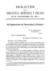 El Epistolario de Menéndez Pelayo / M. Menéndez Pelayo | Biblioteca Virtual Miguel de Cervantes