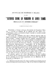 Apostillas de Menéndez Pelayo a los «Estudios sobre la Filosofía de Santo Tomás» por el M. R. P. Zeferino González / Marcial Solana | Biblioteca Virtual Miguel de Cervantes