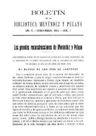  Las grandes reconstrucciones de Menéndez y Pelayo / Blanca de los Ríos De Lampérez | Biblioteca Virtual Miguel de Cervantes