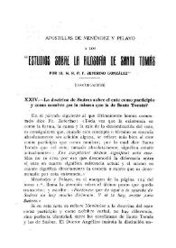 Apostillas de Menéndez Pelayo a los «Estudios sobre la Filosofía de Santo Tomás» por el M. R. P. Zeferino González (Continuación) / Marcial Solana | Biblioteca Virtual Miguel de Cervantes