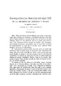 Correspondencias literarias del siglo XIX en la Biblioteca de Menéndez Pelayo (continuación) / las ordena y publica José M.ª de Cossío | Biblioteca Virtual Miguel de Cervantes
