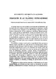 Movimiento hispanista en Alemania y organización de las relaciones hispano-germanas / Alfredo Schneider | Biblioteca Virtual Miguel de Cervantes