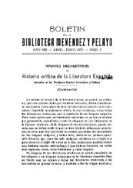 Apuntes taquigráficos de "Historia crítica de la Literatura española", tomados al Sr. Profesor Doctor Menéndez y Pelayo (continuación) / Miguel Artigas y Ferrando | Biblioteca Virtual Miguel de Cervantes