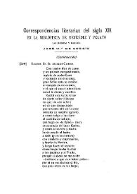 Correspondencias literarias del siglo XIX en la Biblioteca de Menéndez Pelayo (Continuación) / las ordena y publica José M.ª de Cossío | Biblioteca Virtual Miguel de Cervantes
