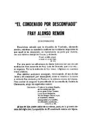 "El Condenado por desconfiado" y Fray Alonso Remón (continuación) / José L. Tascón | Biblioteca Virtual Miguel de Cervantes