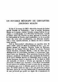 Un notable biógrafo de Cervantes: Jerónimo Morán / Narciso Alonso Cortés | Biblioteca Virtual Miguel de Cervantes